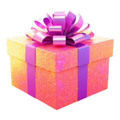 Obraz premium sparkly gift box with a purple bow perfect for birthdays, holidays, celebrations, giftgiving, feminine designs, and elegant themes.