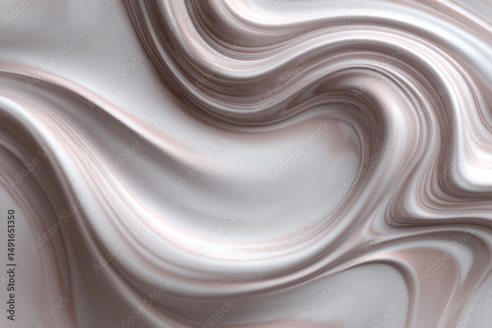 Poster abstract fluid art design featuring swirling patterns in shades of white and brown macro shot