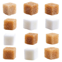 Sugar cubes brown and white sweet cubes arranged in a grid pattern