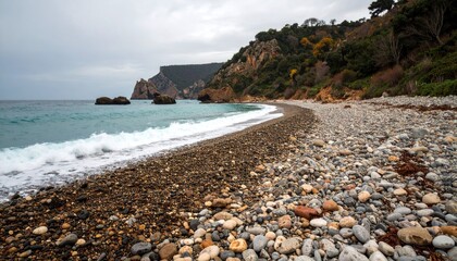 Quiet cove with smooth stones