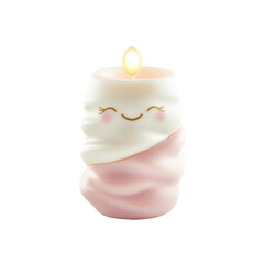Adorable LED Candle with Happy Face in Pink Swaddle