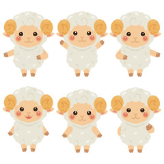 指さしをするヒツジのキャラクターイラストセット