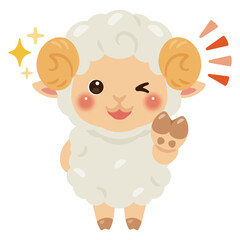 グッドサインを出すヒツジのキャラクターイラスト