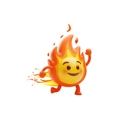 Dancing fireball character joyfully ablaze with playful energy.