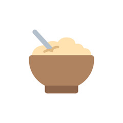 Simple representation of cereal breakfast in a bowl with a spoon illustration
