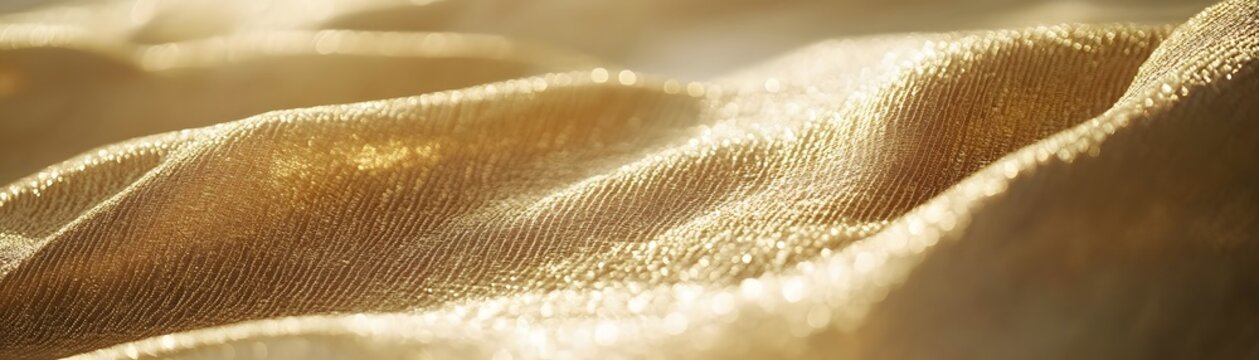 Close-up view of golden fabric texture.