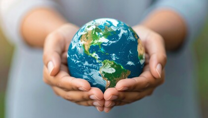 A person holds a globe, symbolizing care for the planet and global awareness