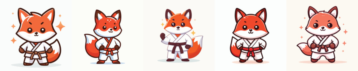 cute fox vector in karate costume