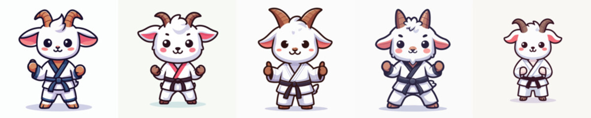 cute goat vector in karate costume