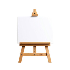 Wooden Artist Easel with Blank Canvas – Transparent Background. And transparent the background.