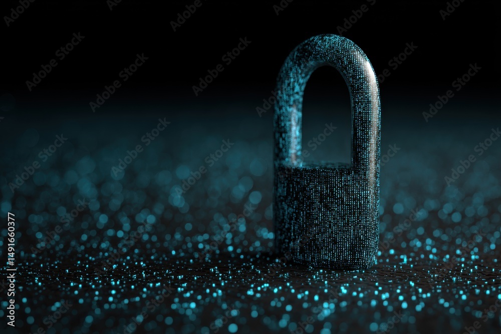 Leinwandbilder Digital Padlock Security Concept on Dark Surface Close Up with Bokeh Lights for Cyber Safety and Data Protection