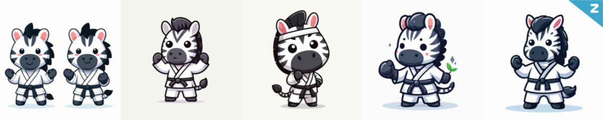 cute zebra vector in karate costume
