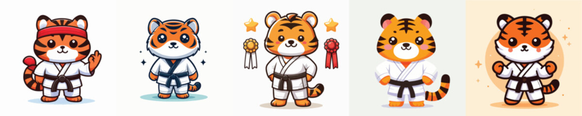 cute tiger vector in karate costume