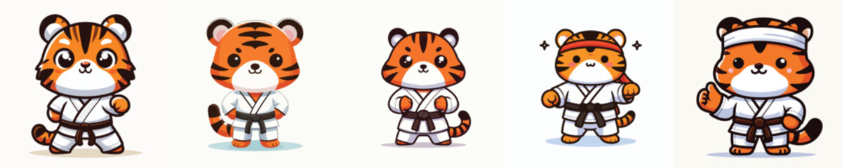 Obraz premium cute tiger vector in karate costume