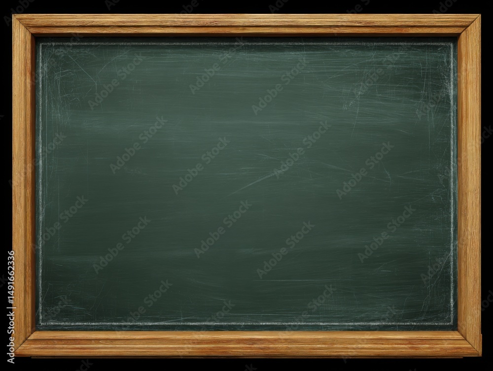Poster empty chalkboard with wooden frame close up studio shot for education or presentation background use