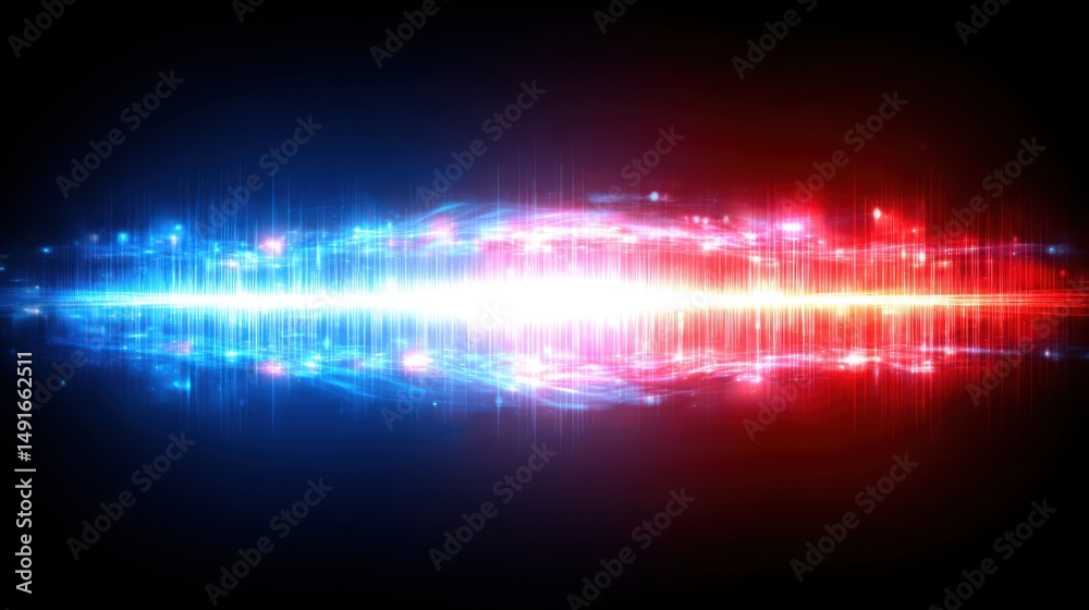 Poster red and blue abstract background representing technical momentum surge in data visualization and cre