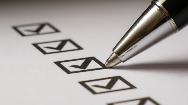 Technical trade rule enforcement icon concept depicting a checklist with a pen for ensuring compliance and accuracy