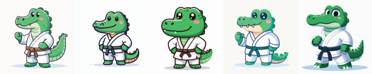 cute crocodile vector in karate costume