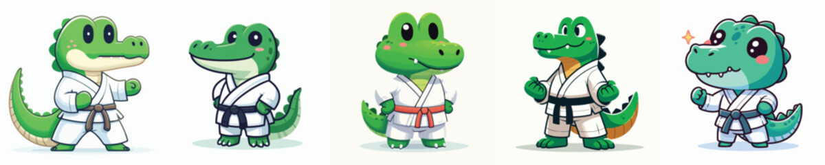 cute crocodile vector in karate costume