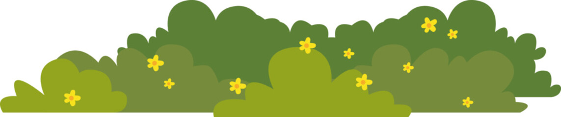 Green Bush With Flower Illustration