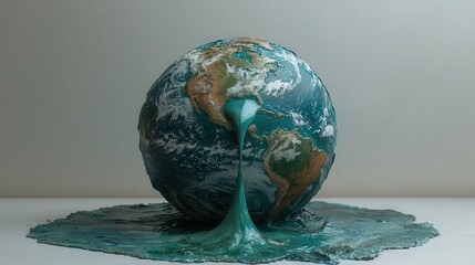 Melting earth concept art depicting climate change and environmental impact