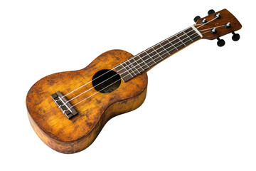 Fototapeta premium A wooden ukulele with a rich, warm finish and four strings.