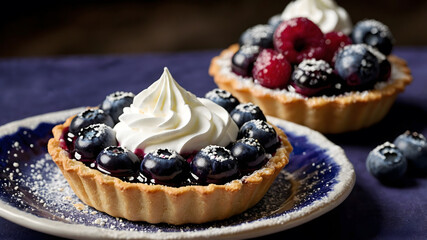 Rustic Blueberry Tarts &ndash; Juicy Freshness with Whipped Cream Charm