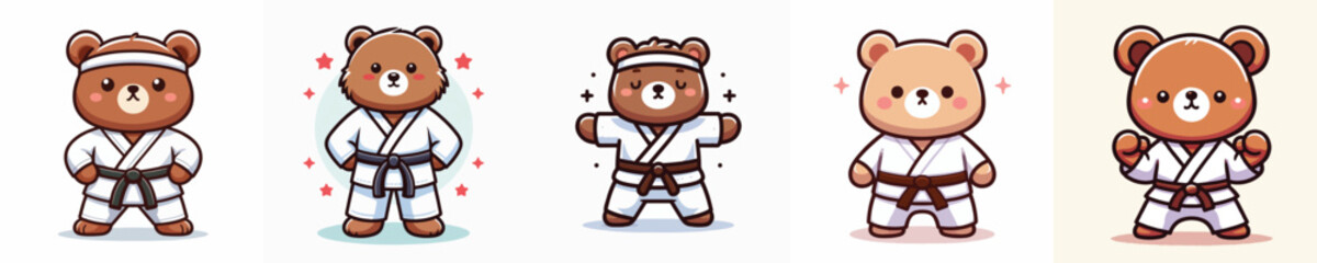 cute bear vector in karate costume