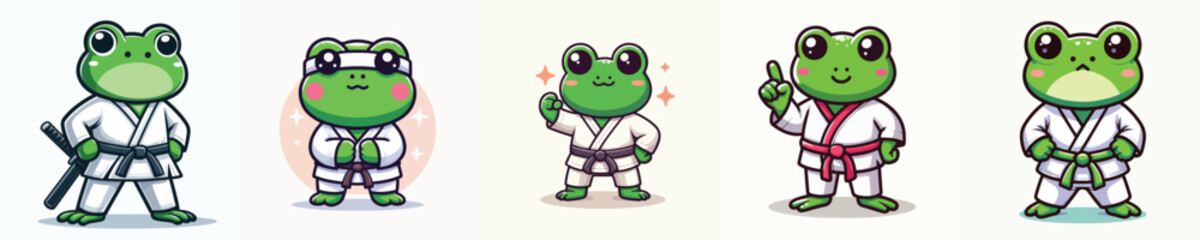 cute frog vector in karate costume