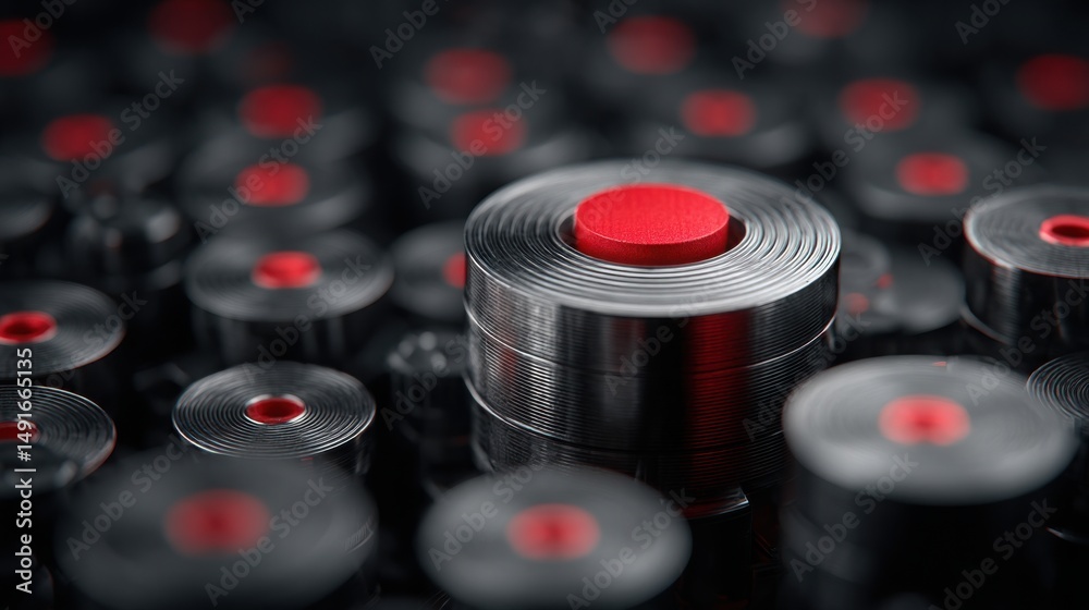 Poster a red button surrounded by black buttons creating a visual contrast for a trend-based fibonacci leve
