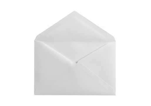 Open white envelope isolated on transparent background