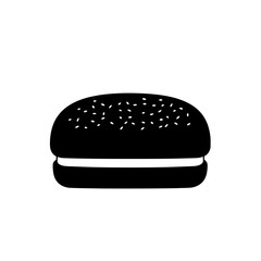 Minimal hamburger icon in solid style representing fast food, takeaway meals, and snack food branding