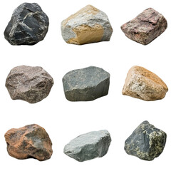 Collection of various rocks different colors and textures natural stones