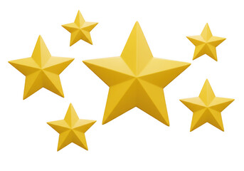 Obraz premium Group of golden stars isolated on transparent background