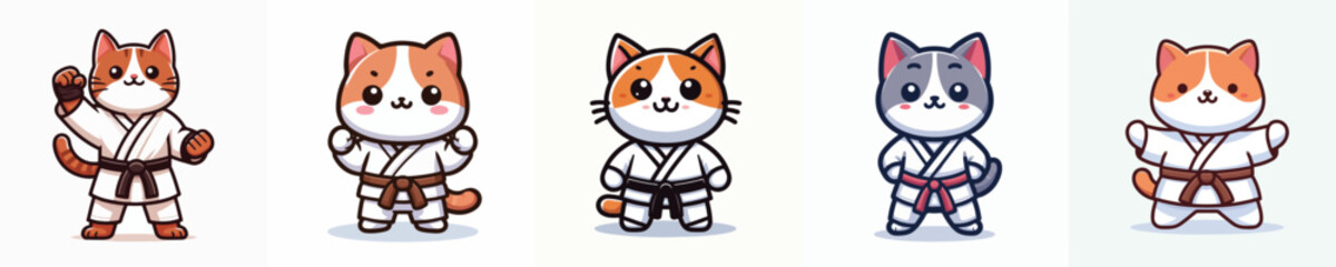cute cat vector in karate costume