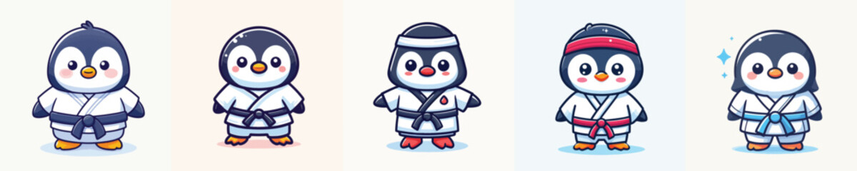 cute penguin vector in karate costume