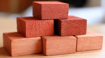 Stack of wooden blocks representing systematic logic building for trend following in a conceptual educational setting