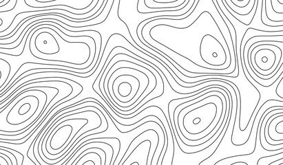 Abstract black and white hand drawn wavy line drawing seamless pattern. Landscape geodesy topographic map background. Abstract geometric topographic contour map background Vector.
