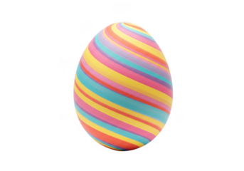 Colorful striped easter egg isolated on transparent background