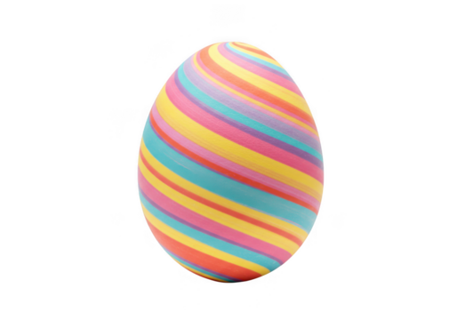 Colorful striped easter egg isolated on transparent background