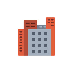 Naklejka premium Stylized Cityscape Featuring Geometric Buildings on Transparent Background