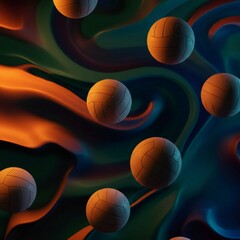 Obraz premium Abstract Sports Balls on Swirling Fabric