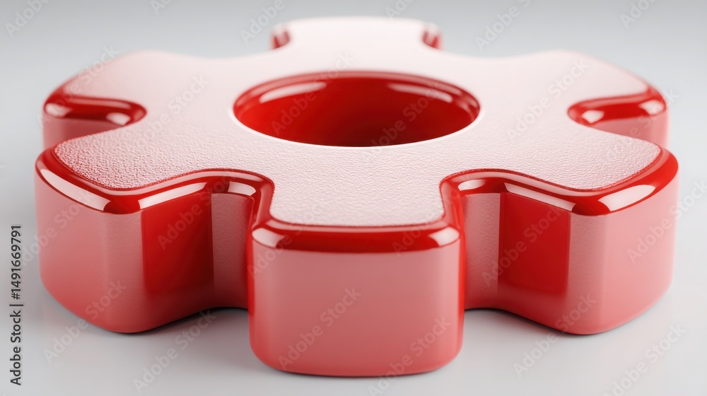 Poster striking red and white object on display, creating an eye-catching contrast in a unique visual prese