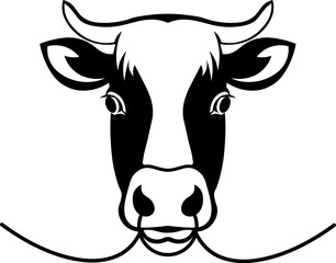 cow head animal farm Logo icon flat vector design