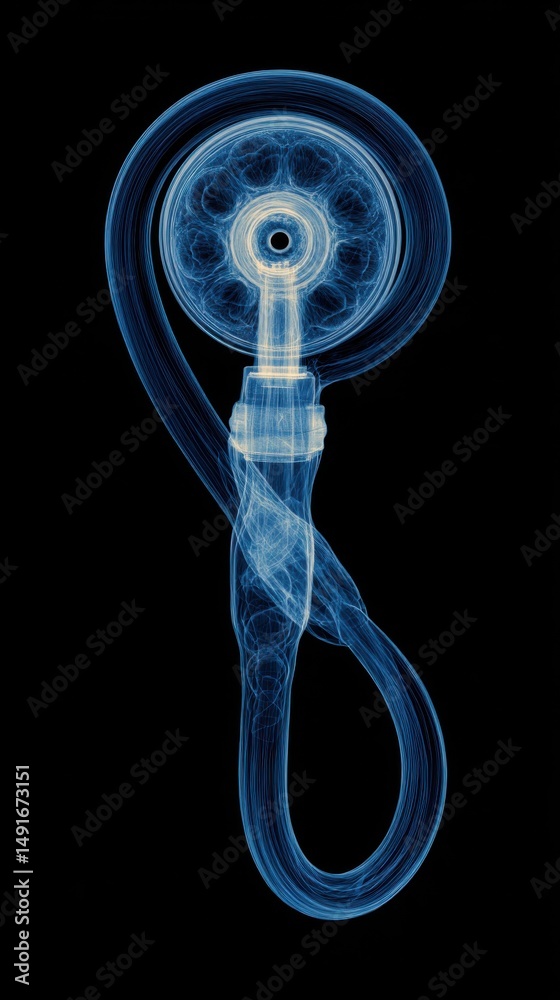 Aufkleber abstract blue fractal image of old rotary phone on black background artistic rendering