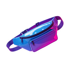 Futuristic neon-colored reflective shoulder bag with vibrant gradient hues and sleek design