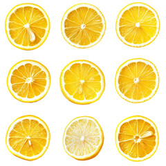 Juicy lemon slices arranged on a vibrant yellow background a refreshing summer image