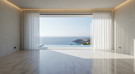 Obraz premium Interior, luxury villa, empty room with window