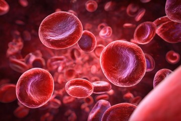 Red Blood Cells Flowing in Vein Microscopic View Medical Illustration Health Concept