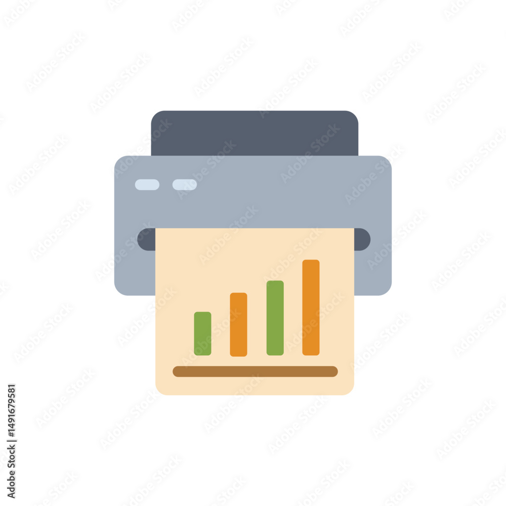 Poster document printer with data analysis vector display on transparent background